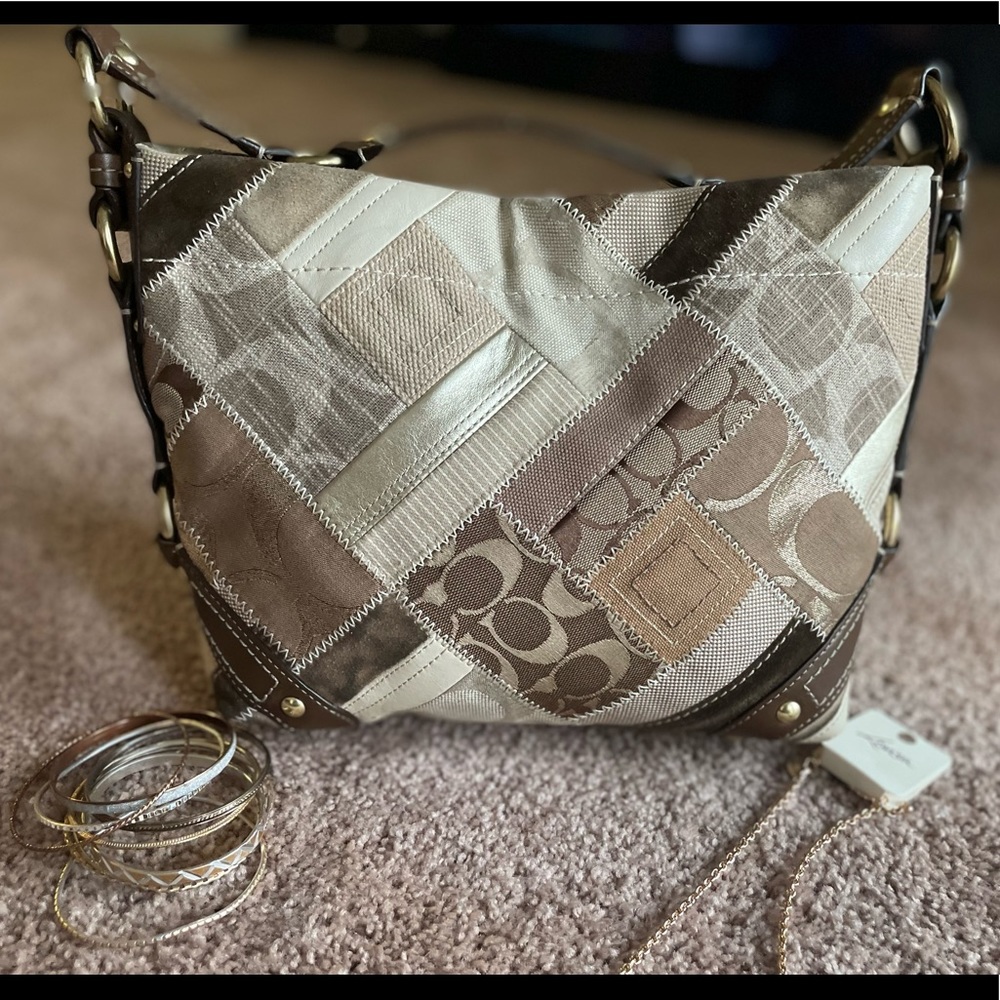 Coach patchwork Khaki Carly purse